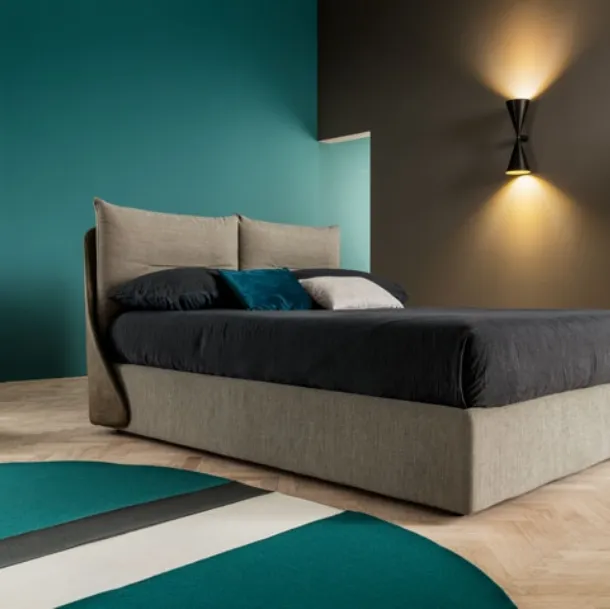 Letto in pelle e tessuto con box contenitore Milo di Ennerev