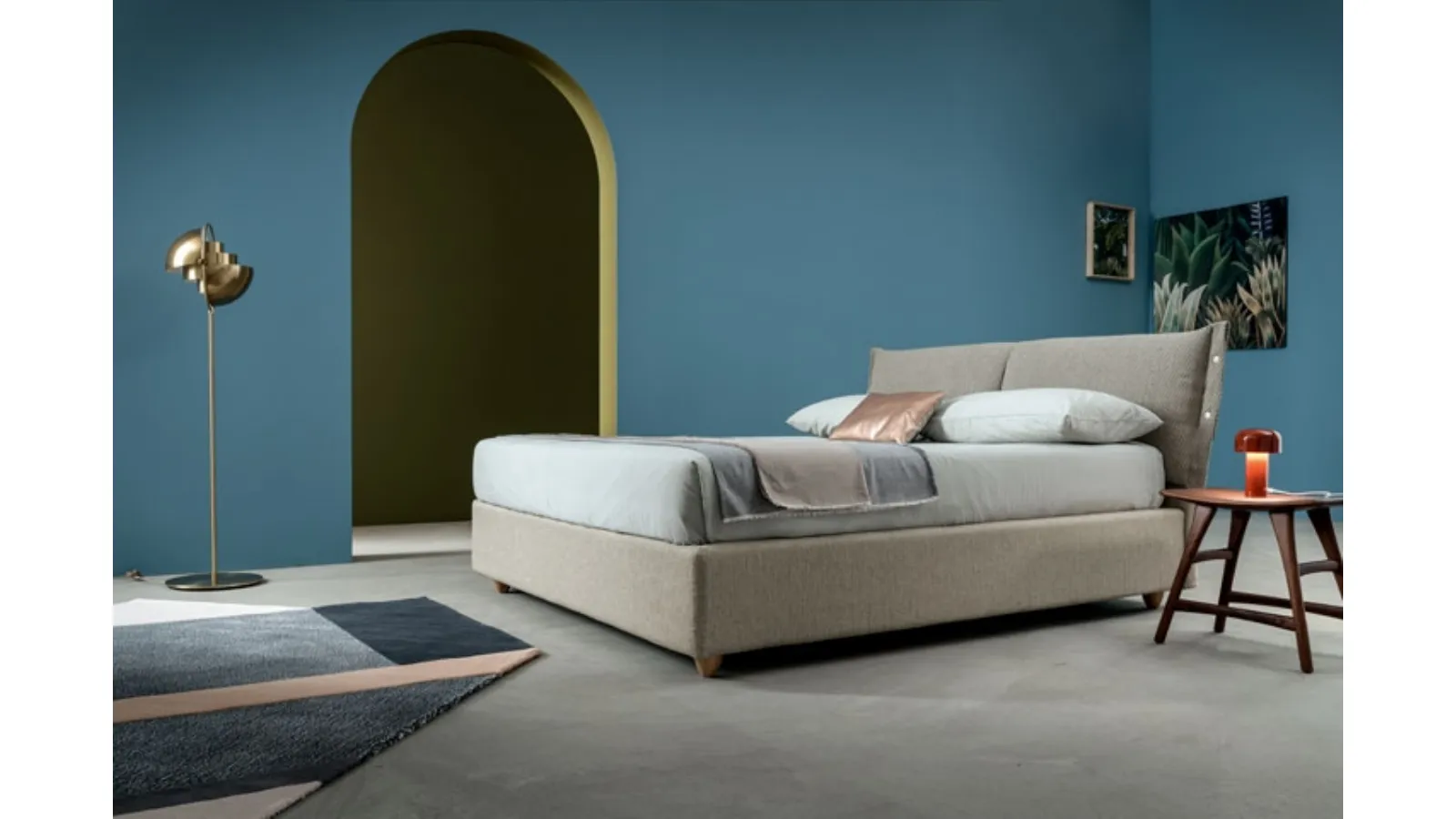 Letto in tessuto con contenitore Melrose di Ennerev