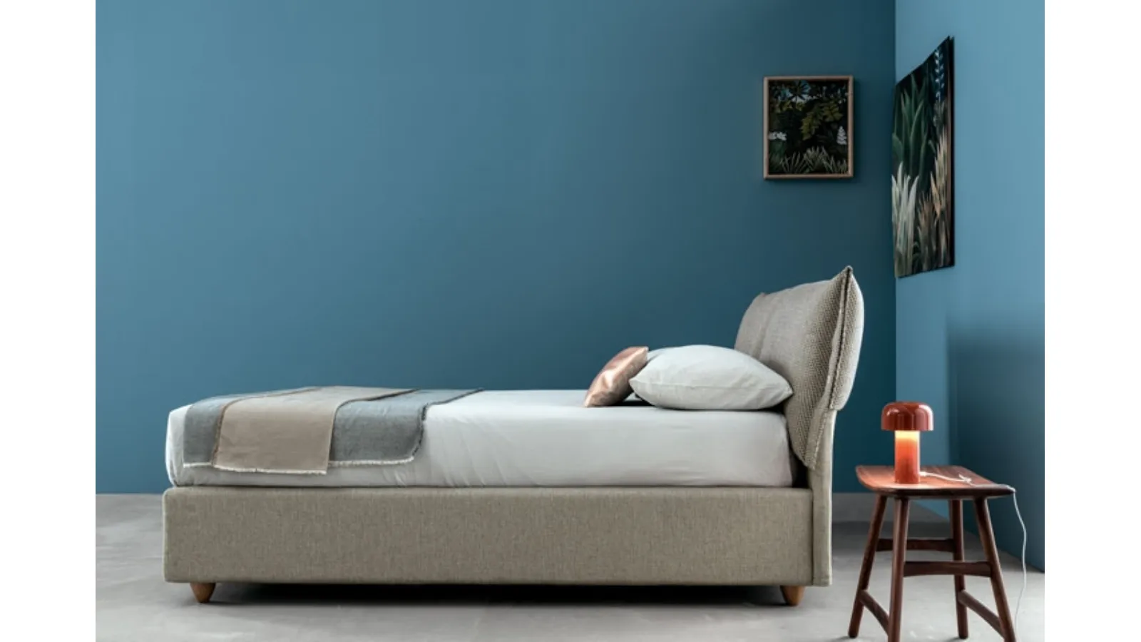 Letto in tessuto con contenitore Melrose di Ennerev